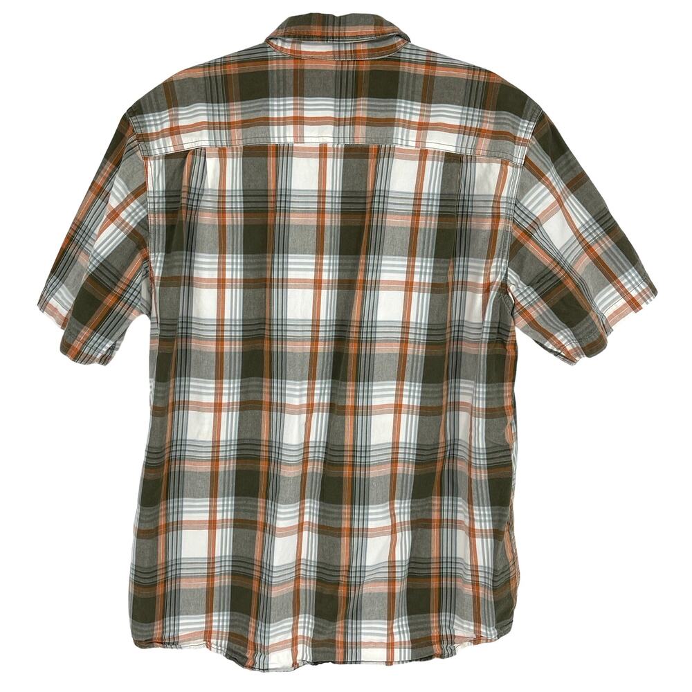 Carhartt Relaxed Fit Plaid Button Down Collared Shirt Men's Large Green Orange - Picture 2 of 7